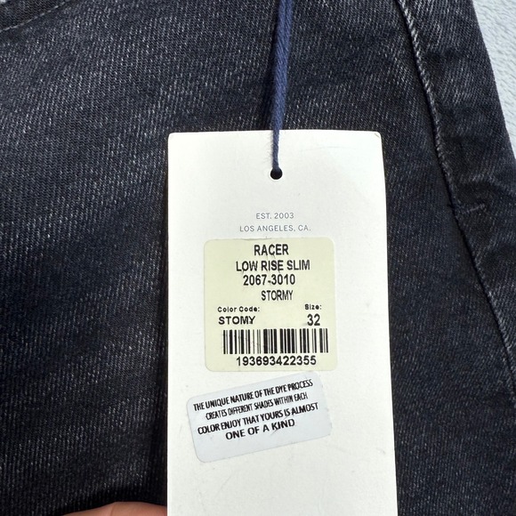 Citizens of Humanity Racer Low Rise Slim Jeans Stormy Black Size 32 - Picture 7 of 11